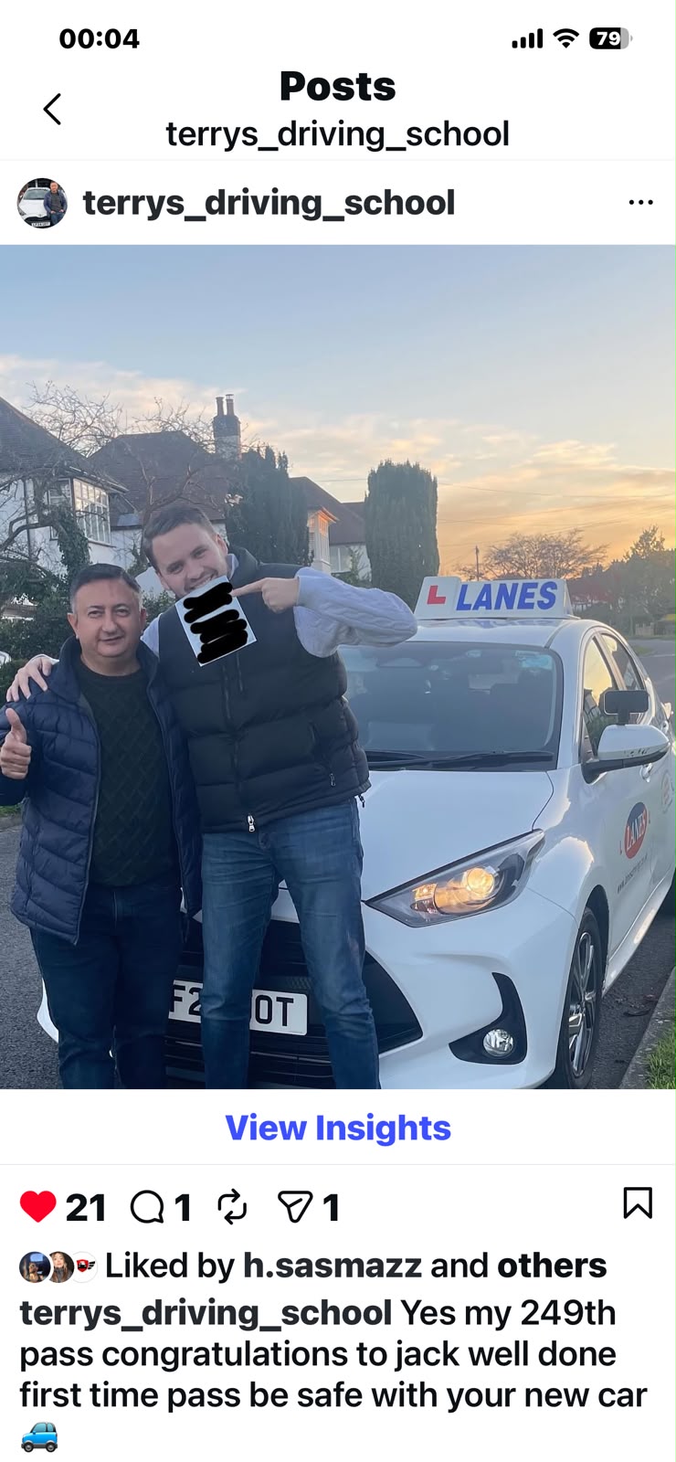 Happy learner driver at Terry’s Driving School in Bromley - customer photo 8